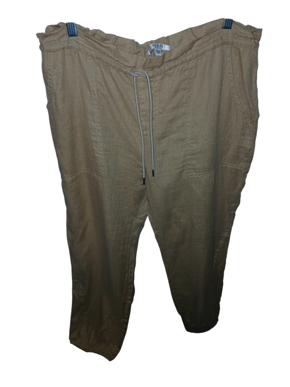 Guess Womens Tan Drawstring Linen Joggers